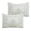 King size Antique White Damask Embroidered 4 Piece Oversized Bedspread Set