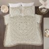 King 100-Percent Cotton Chenille Bedspread with Fringe Hem in Khaki Taupe Beige