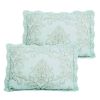 King size Light Blue Damask Embroidered 4 Piece Oversized Bedspread Set