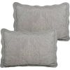 Queen size Ash Grey Damask Embroidered 4 Piece Oversized Bedspread Set