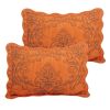 Queen size Orange Nectarine Damask Embroidered 4 Piece Oversized Bedspread Set
