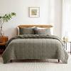 King/California King 3-Piece Sage Green Faded Stone Washed Cotton Quilt Set