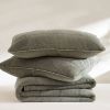 King/California King 3-Piece Sage Green Faded Stone Washed Cotton Quilt Set