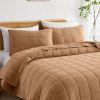 Full/Queen Size 3-Piece Taupe Brown Sienna Faded Stone Washed Cotton Quilt Set