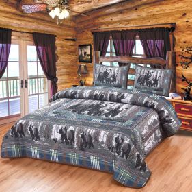 QUILT QUEEN BLANKET WITH 2 PILLOW SHAMS BEAR BEAR VERDANTRETREAT 90"X90"