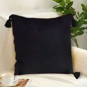 SOGA 45cm Black Vintage Butterfly Pillow – Velvet Square Throw Pillow with Tassels, Decorative Cushion for Sofa, Bed, Living Room