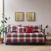6 Piece Reversible Plaid Daybed Cover Set Red Daybed