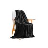 SOGA Black Fleece Throw Blanket – Soft and Cozy Sofa and Bed Comforter, Warm Decorative Blanket for Living Room, Bedroom, Couch, or Nap Use