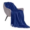 SOGA Royal Blue Acrylic Knitted Throw Blanket – Soft and Cozy Decorative Blanket for Bed, Sofa, Couch, or Living Room