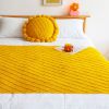 SOGA Yellow Diamond Pattern Knitted Throw Blanket with Tassels – Soft and Cozy Decorative Blanket for Bed, Sofa, Living Room, or Couch