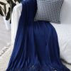 SOGA Royal Blue Acrylic Knitted Throw Blanket – Soft and Cozy Decorative Blanket for Bed, Sofa, Couch, or Living Room