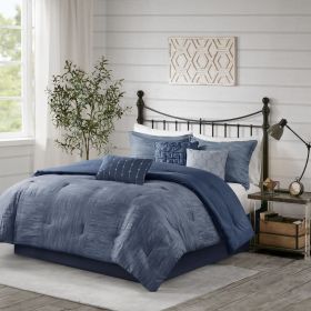 7 Piece Printed Seersucker Comforter Set (Color: as Pic)