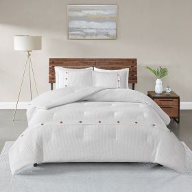 3 Piece Cotton Waffle Weave Comforter set (Color: as Pic)